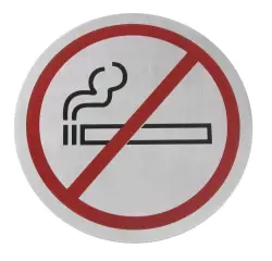 Door sign s/s 18/0 No Smoking - black/red LARGE 160 mm
