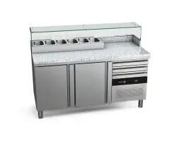 Pizzabänk 2 dörrar och infälld ränna - 1590x700x854mm - Fagor