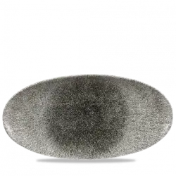 Churchill Raku Quartz Black Oval Chefs Tallrik 17,3x34,7cm