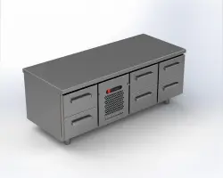 Grillkylbänk Dayton med 6 lådor - 1600x660x660mm