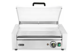 Rullgrill med 9 rostfria rullar och energibesparande lock, 566x450x259mm