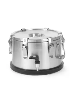 Isolerad transportbehållare med tappkran, HENDI, Profi Line, 10 l, silver, Ø330 x 220 mm