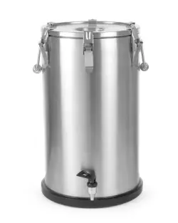 Isolerad transportbehållare med tappkran, HENDI, Profi Line, 35 l, silver, Ø330 x 570 mm