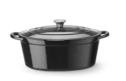 Gjutjärnsgryta emaljerad, HENDI, 6,88 l, svart, 405x255x(H)134 mm, oval