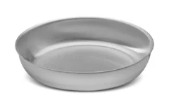 Runt serveringsfat 20 cm rostfritt stål med träbricka