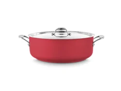 Cool·Line gryta 24 cm rostfritt stål i röd färg med lock