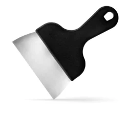 Skrapa 21 x 14,5 cm rostfritt stål med svart ABS-handtag