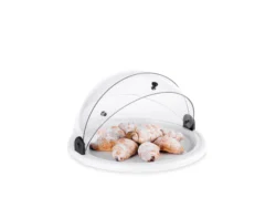 Displaykupa Rund 46 cm med Rolltop-lock Vit Bas – Pujadas