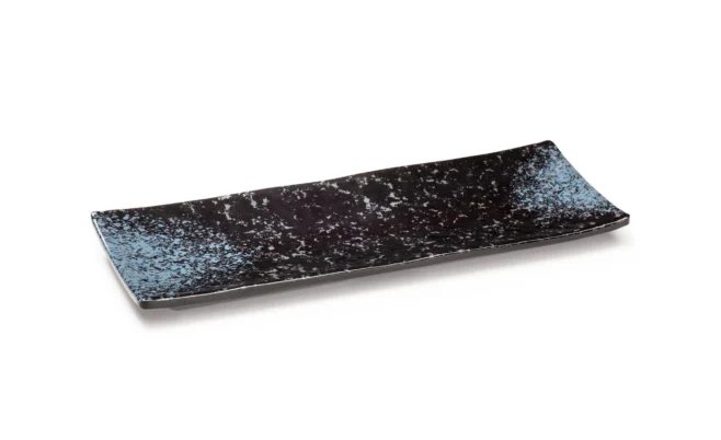 Serveringsfat Rektangulärt 32 x 12 cm Svart Spräcklig Melamin – Elegance Collection Pujadas