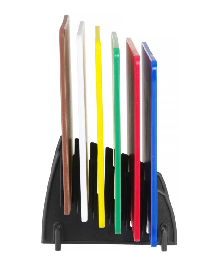 Set med 6 skärbrädor 300x450x10 mm inkl hållare