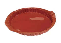 Rund silikonform för paj 28 cm med räfflad kant, röd