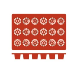 Silikonform Bordelais GN 1/3 – 18 formar Ø3,5 x 3,5 cm, röd