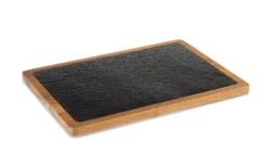 Rektangulär serveringsbräda skiffer 33 x 23 cm med akaciaram