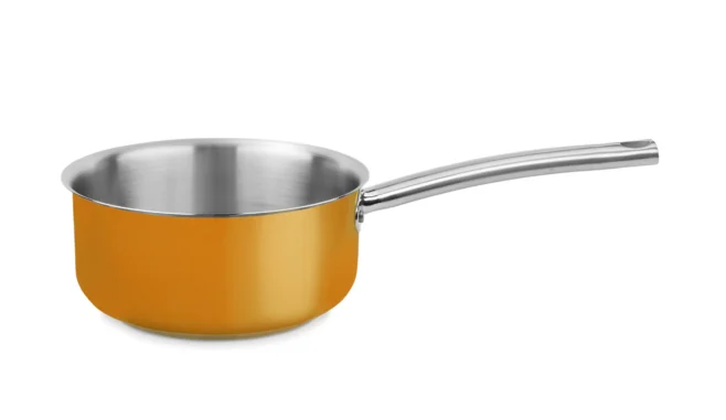 Kastrull 16 cm rostfritt stål med lock – Cool Line gul