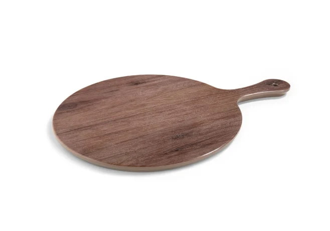 Serveringsbräda 30 cm melamin med ekfinish – pizzaspatelform