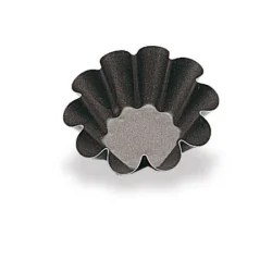 Briocheform 10 cm – 10 breda räfflor, stål grå