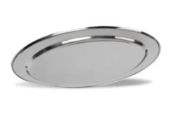 Serveringsbricka oval 50x34 cm i rostfritt stål – economy