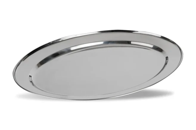 Serveringsbricka Oval 35x24 cm Rostfritt Stål Spegelblank – Pujadas