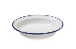 Djup tallrik 20 cm – Mediterranean Collection, melamin vit/blå kant