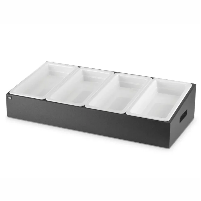 Bestickdispenser 71,5x82,5 cm Svart för 4 st GN 1/3 – Pujadas