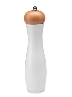 Salt- eller pepparkvarn 19,5 cm trä med vit bas