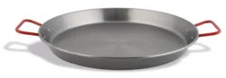 Paellapanna Pujadas polerat stål med röda handtag