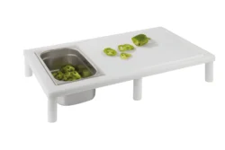 Skärbräda med stativ 65 x 40 cm HDPE – vit, plats för GN 1/3