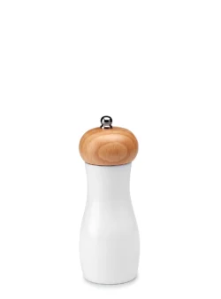 Salt- eller pepparkvarn 12,5 cm trä med vit bas