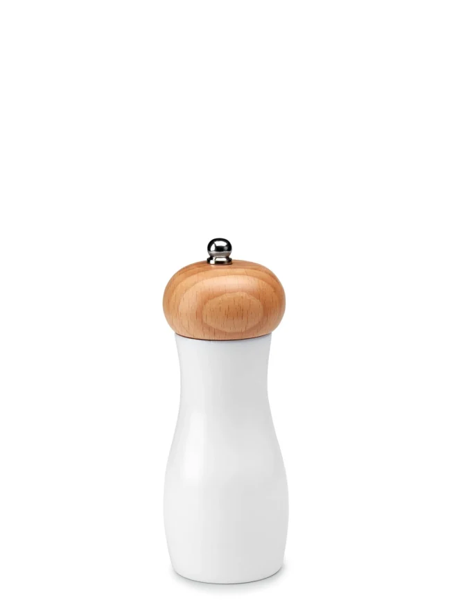 Salt- eller pepparkvarn 12,5 cm trä med vit bas