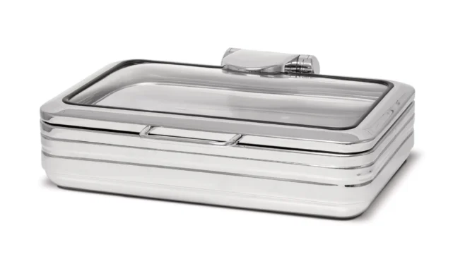 Rektangulär GN 1/1 chafing dish med glaslock