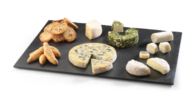 Kvadratisk serveringsbräda i svart skiffer 20 cm med polerade kanter