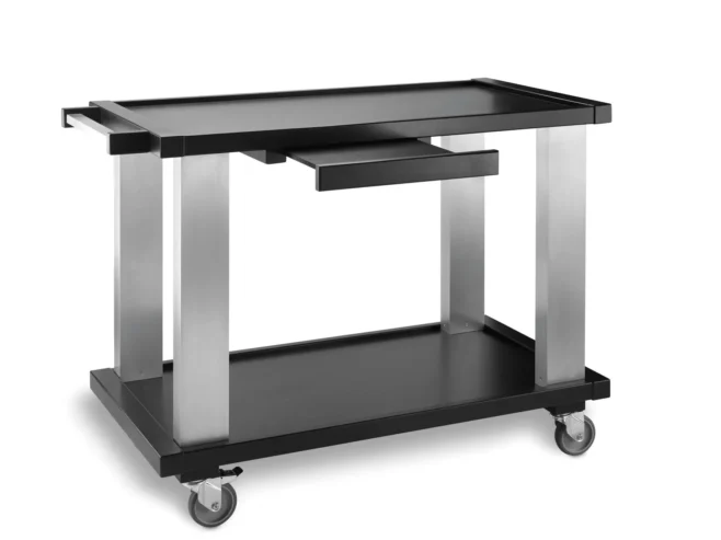 Serveringsvagn 2 plan trä/aluminium svart