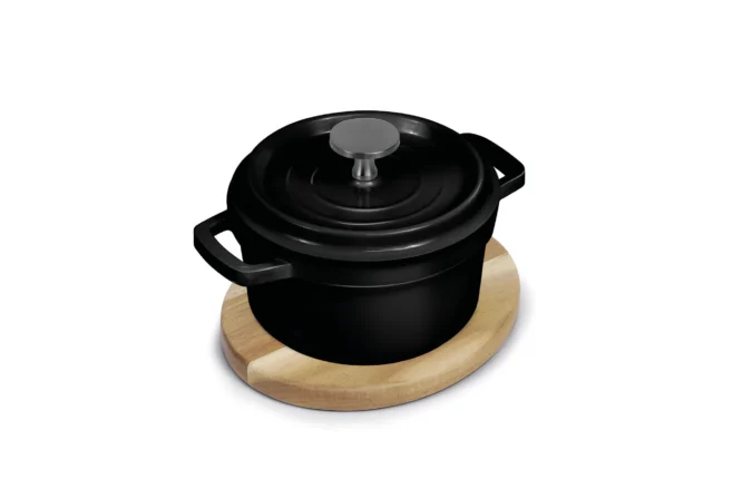 Minigryta svart med lock – gjuten aluminium