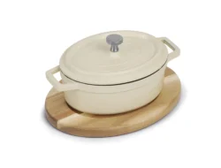 Minioval vit gryta med lock
