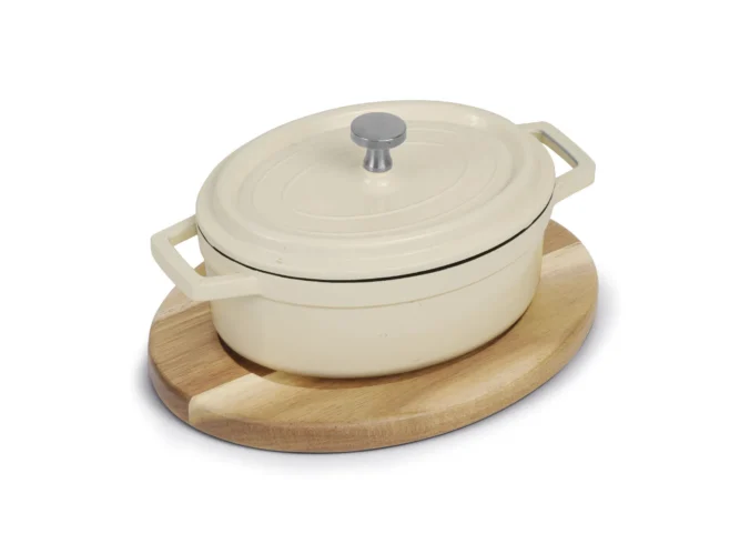 Minioval vit gryta med lock
