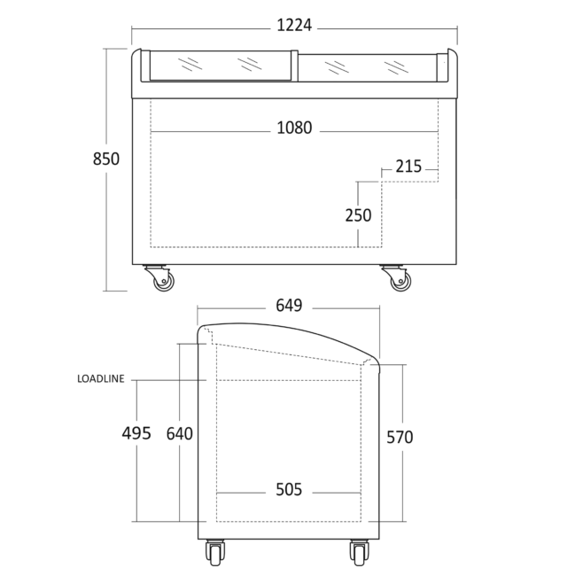 Displayfrys, IC352D - Scandomestic- 1240x649x850mm