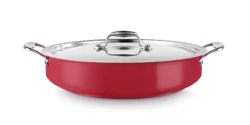 Paellapanna 28 cm Röd med Lock Rostfritt Stål – Cool Line Pujadas