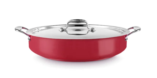 Paellapanna 28 cm Röd med Lock Rostfritt Stål – Cool Line Pujadas