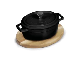 Minigryta oval svart med lock – gjuten aluminium