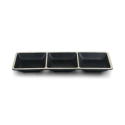 Terracotta Collection serveringsbricka 3 fack 29,5 x 9,5 cm melamin svart med brun kant