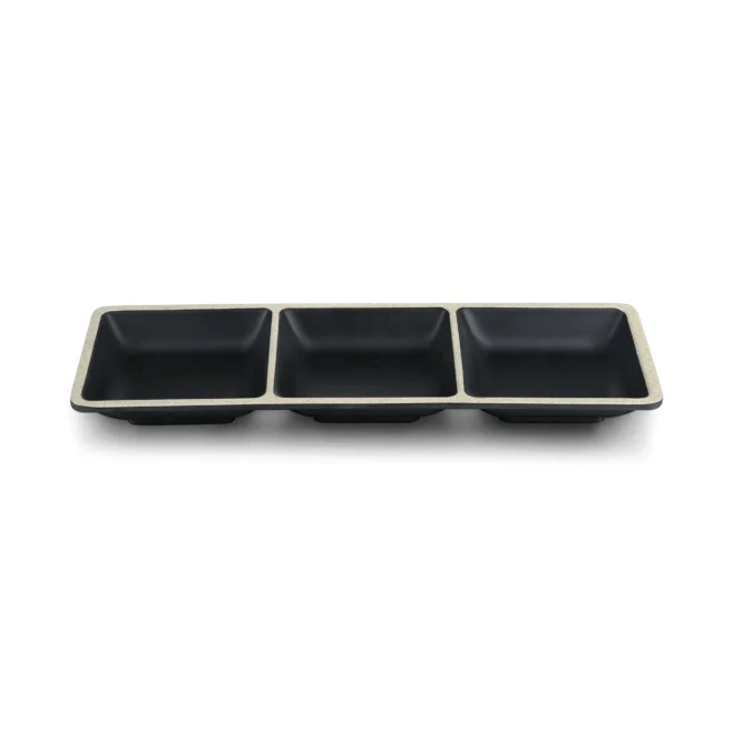 Terracotta Collection serveringsbricka 3 fack 29,5 x 9,5 cm melamin svart med brun kant
