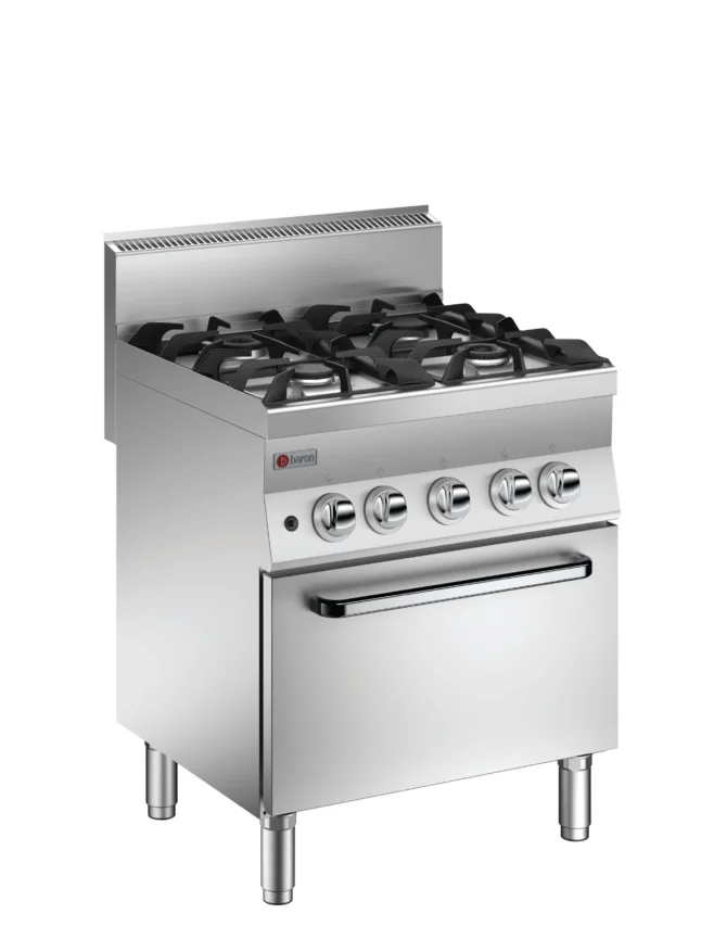 Gasspis 4 brännare och ugn, 700x650x830mm, Baron