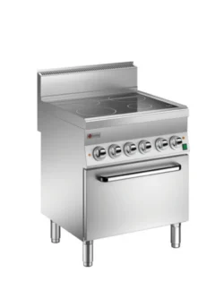 Glaskeramisk spis 4 plattor med konvektionsugn, 14,2kW, 700x600x870mm, Baron