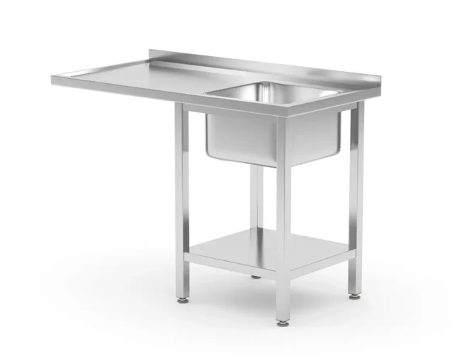 Diskbänk 1200x700x850mm till underbänksdiskmaskiner med ho på höger sida