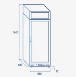 Drickakyl 350L, svart med ljustopp, 350L, 685x680x1940, Basic